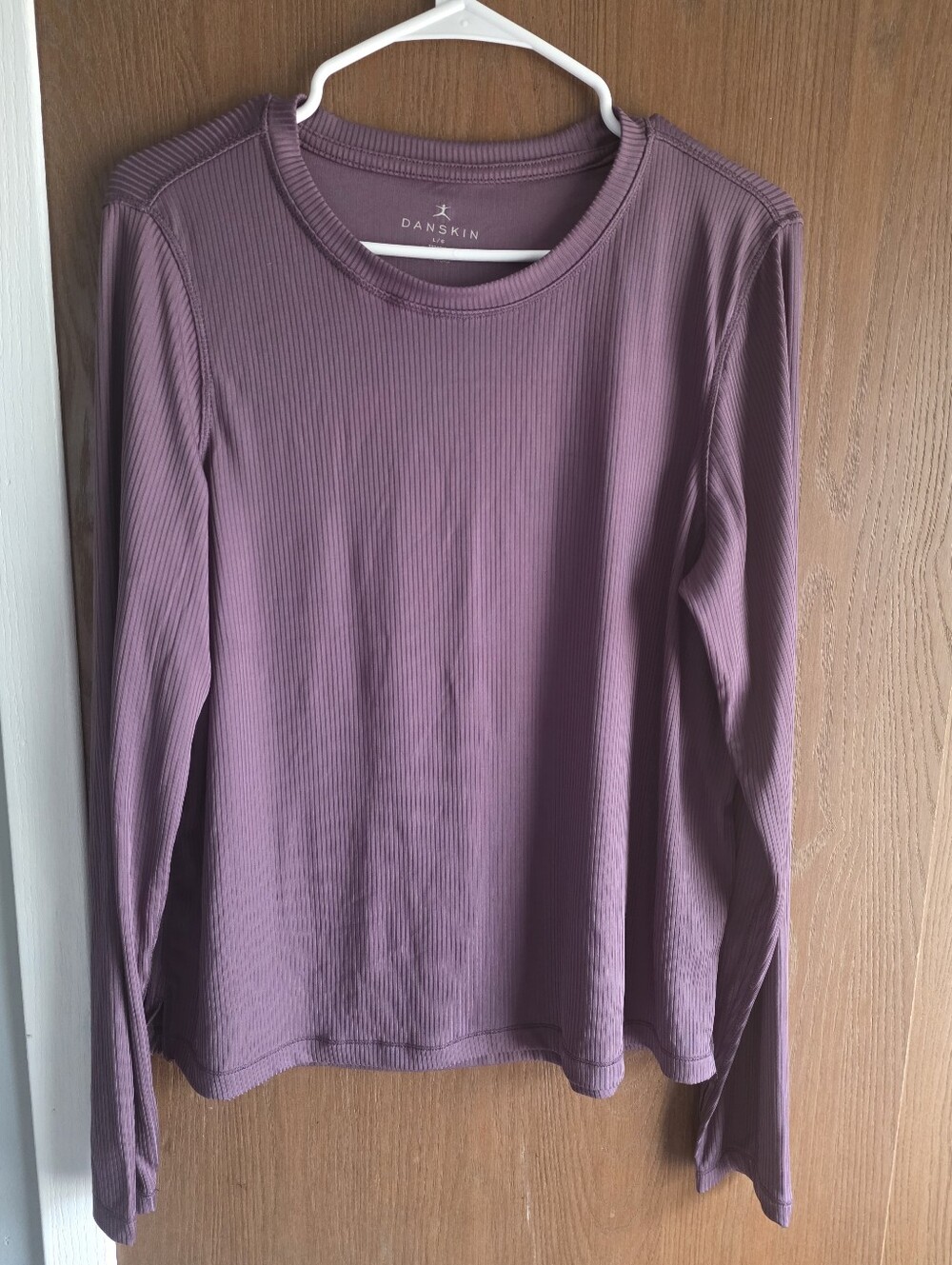 Danskin Women's Long Sleeve Ribbed Top - Mauve Purple